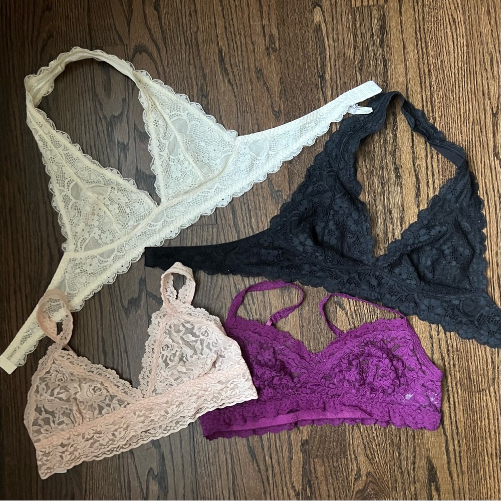Bralette bundle (free people and hanky panky) size M